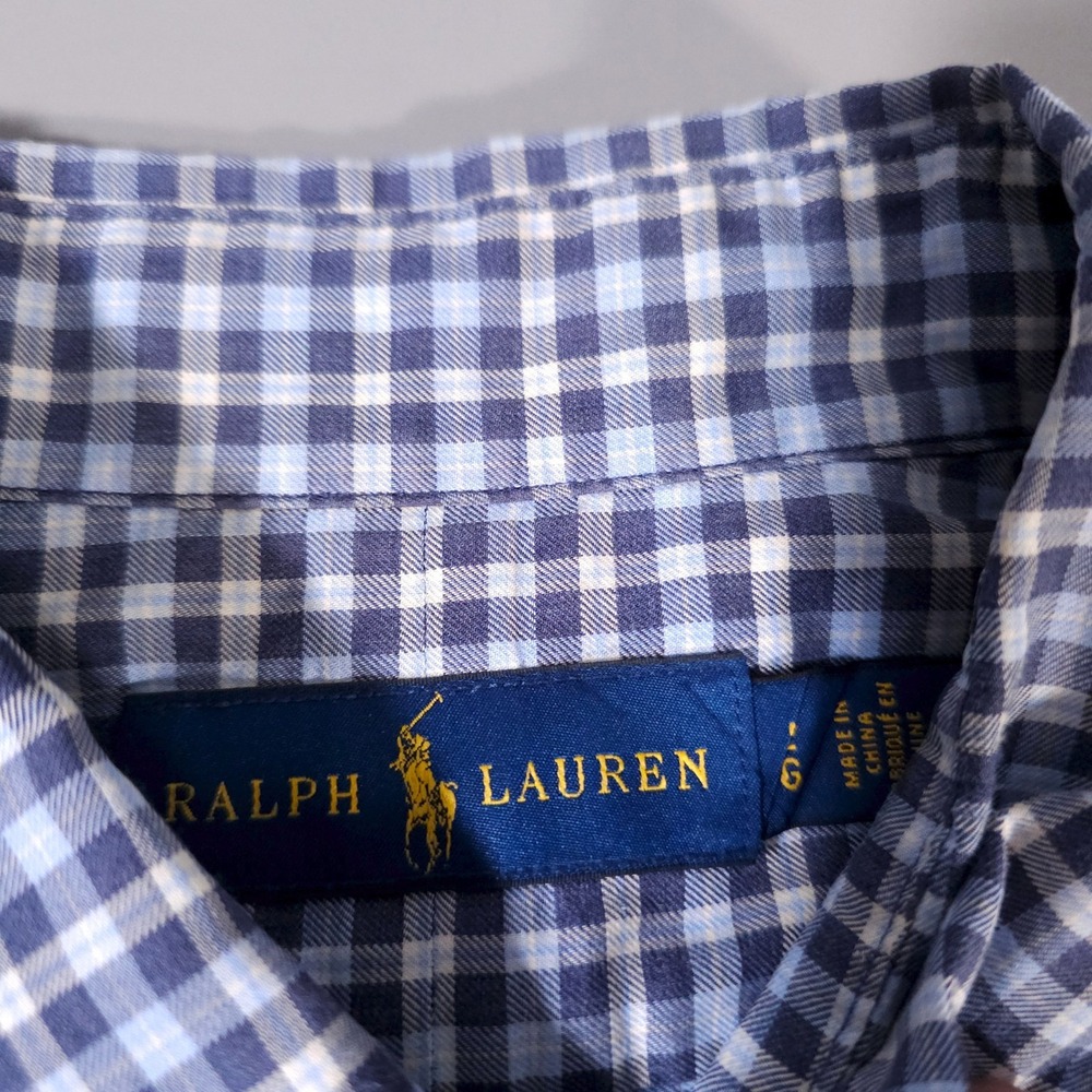 Ralph Lauren Shirt Mens Large L Blue White  Plaid‎ Button Down Pony - Picture 4 of 8